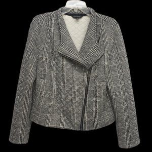 Banana Republic Black Houndstooth Plaid Knit Moto Jacket Misses size M/L
